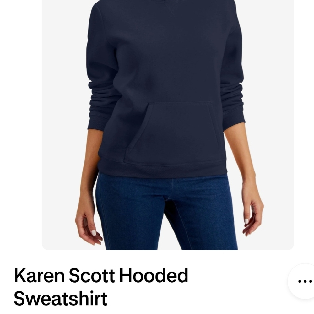 NWT Karen Scott Deep Blue Hoodie Small